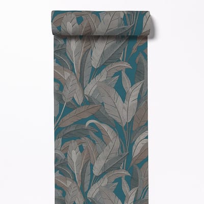 Dutch Wallcoverings - Vliesbehang - Renaissance - Leaves Petrol Blue - RE521056
