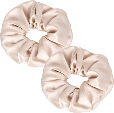 Lajetti - Voordeelset Zijden Scrunchies Champagne 2 stuks - 100% Moerbeizijde