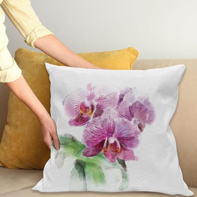 ABAKUHAUS Orchidee Kussenhoes – Floristische Aquarel – Dubbelzijdig bedrukt – 40×40 cm – Veelkleurig