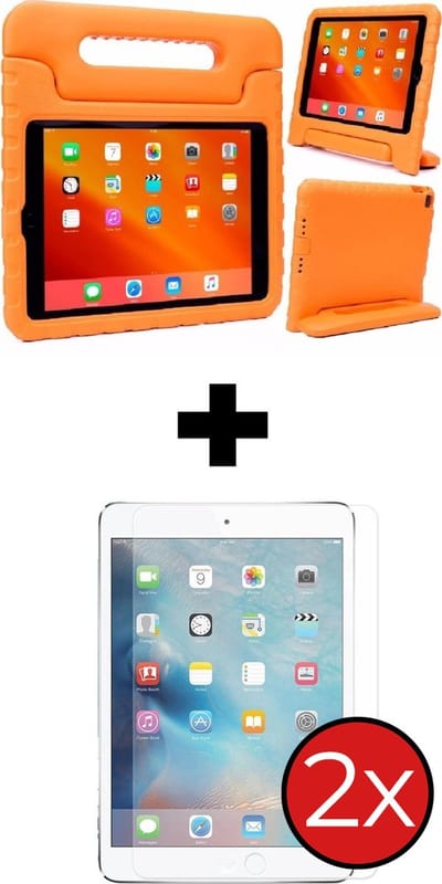 Hoesje - Geschikt voor Apple iPad Pro (2017) - 10.5 inch - Met 2x Screenprotector - Kinderhoes - Shockproof Bumper - Kidsproof Case - Tablethoes - Kinder Hoes Cover - Oranje
