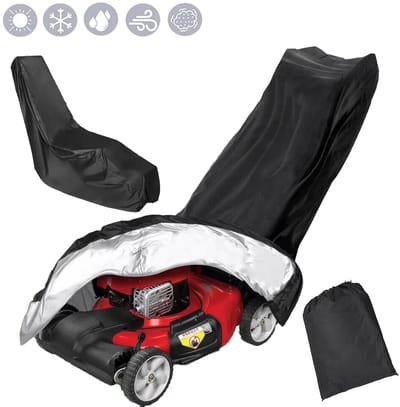 Grasmaaierhoes - 188*99*63.5cm - Universele Beschermhoes voor Grasmaaiers - met Trekkoord en Transporttas - Grasmaaier Hoes - Grasmaaier Cover - Bestendige Beschermhoes - Waterdicht - UV-bestendig - Weerbestendig - 210D Oxford-stof - Zwart