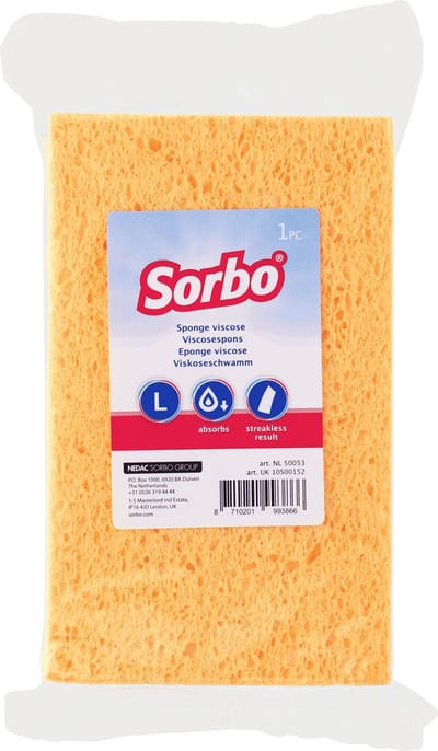Sorbo viscose sponzen - schoonmaaksponzen - 16 cm - streeploos resultaat - huishoudelijke producten