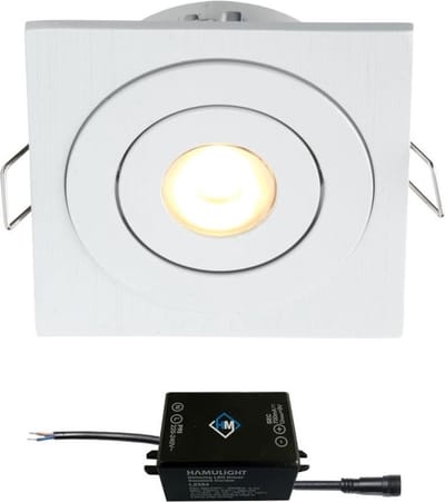 Cree LED inbouwspot Soria wit in - 3W / vierkant / dimbaar / kantelbaar / 230V / IP44 / downlights / plafondspots / spotjes / inbouwspots / badkamer / woonkamer / keuken / spotlight / warmwit