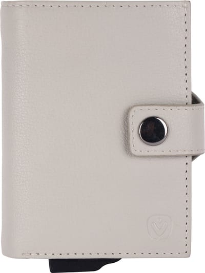 Valenta - Echt Leren Portemonnee - Pasjeshouder Uitschuifbaar - Off White Creme - max 12 pasjes, briefgeld en muntgeld - RFID NFC - incl. Luxe Cadeaubox
