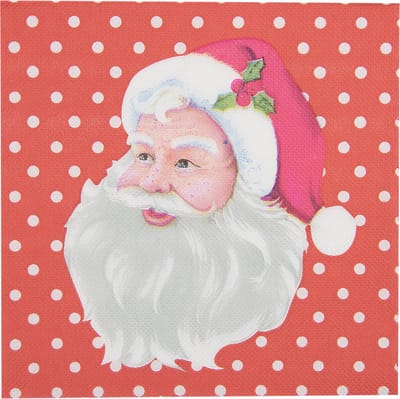 Clayre & Eef Servetten Papier Set van 20 33x33 cm Rood Papier Kerstman