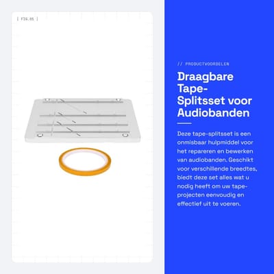 Dailygoods- Tape-splitsset Draagbaar - Aluminiumlegering - Magnetische Tape-splitser - Verstelbaar 1"/1/2"/1/4"/1/8" - 10 Inch Open Reel - Nauwkeurig Snijden - Splicing Kit
