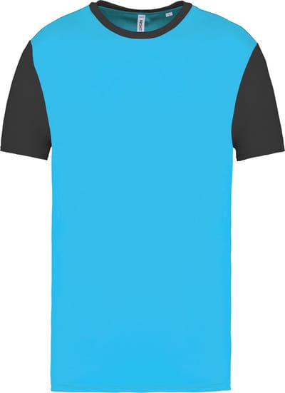 Tweekleurig herenshirt jersey met korte mouwen 'Proact' Turquoise/Dark Grey - XS