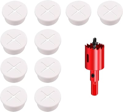 10 Stuks Desk Grommet, 25mm Kabeldoorvoeren voor Bureau, Kabeldoorvoer en Organisatie van Kantoor- en Thuiswerkplek (Wit, 25mm)