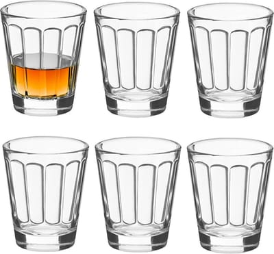 Alessandro Shotglaasjes Athena - 6x stuks - glas - 60 ml - hoog borrelglas - D5 x H6 cm - shotglazen