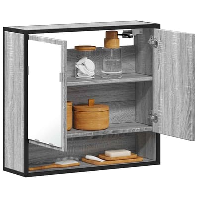 vidaXL - Badkamerspiegelkast - 65x20x60 - cm - bewerkt - hout - grijs - sonoma - eiken