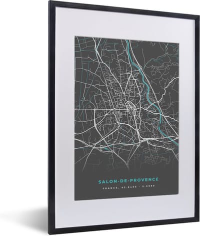 Fotolijst incl. Poster - Salon-de-Provence - Stadskaart - Kaart - Plattegrond - Frankrijk - 30x40 cm - Posterlijst