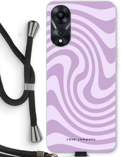 Case Company® - Hoesje met koord geschikt voor Oppo A78 5G hoesje met Koord - Swirl Paars - Telefoonhoesje met Zwart Koord - Bescherming aan alle Kanten en Over de Schermrand