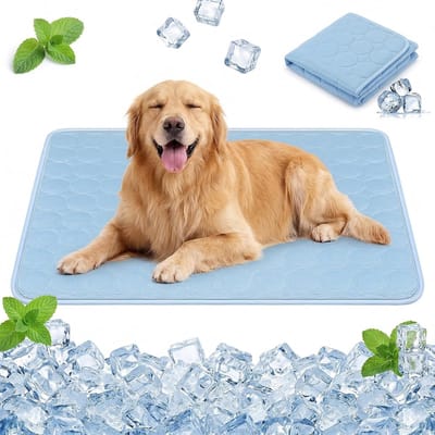 Koelmat – Koelmat voor huisdieren – Koelmat honden – Koeldeken katten – Wasbare koelmat – Geschikt voor alle honden katten – 50x60 cm – Blauw - M