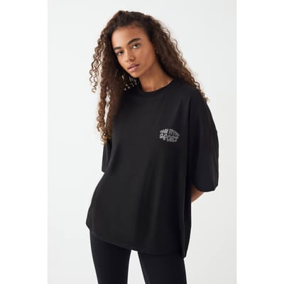 Dames DSGN Studio Sport Bedrukt Oversized T-Shirt | Zwart | Maat: Medium