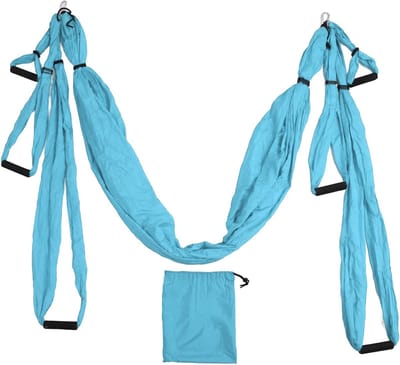 Yoga Swing Set - Luchtfoto Hangmat - Reksterkte Training - Verstelbare Lengte - 40 inch Breedte - Meer Blauw