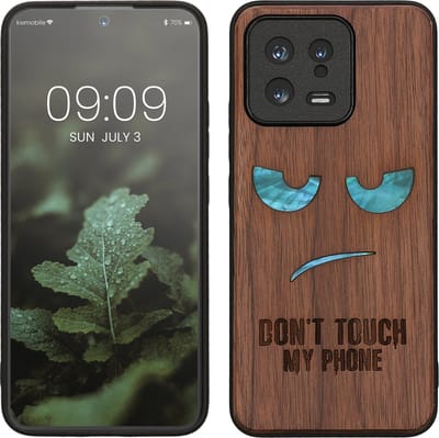 kwmobile telefoonhoesje geschikt voorXiaomi 13 5G - Hoesje met bumper - hout - In donkerbruin Parelmoer Don't Touch design