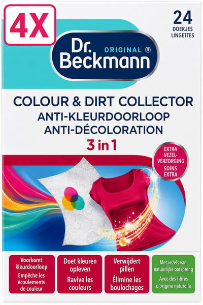 4 x Dr. Beckmann Anti-Kleur Doorloopdoekjes 24 stuks