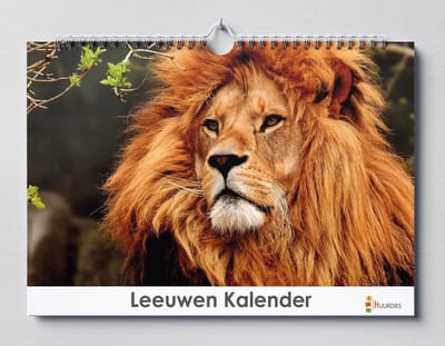 Leeuwen kalender 35x24 cm | Leeuwen verjaardagskalender |Leeuwen wandkalender| Kalender 35 x 24 cm