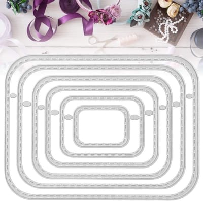 Snijmal voor Scrapbooking met Rechthoekige Vorm en Afgeronde Hoeken, Duurzaam Staal, Perfect voor Fotoalbums en Kaartdecoraties