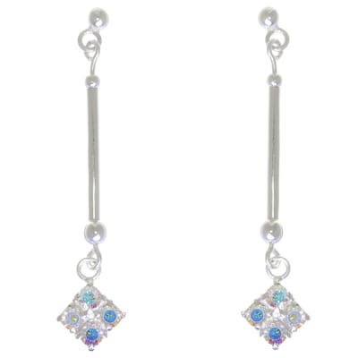Behave – Oorbellen – 925 Sterling Zilveren langwerpige Oorstekers met Aurore Boreale Multi Kristal steentjes
