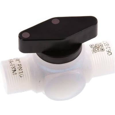 PFA 3-weg Kogelkraan G 1/4'' FKM Vacuüm