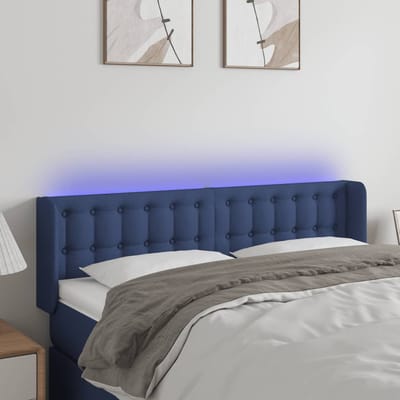 vidaXL - Hoofdbord - LED - 147x16x78/88 - cm - stof - blauw