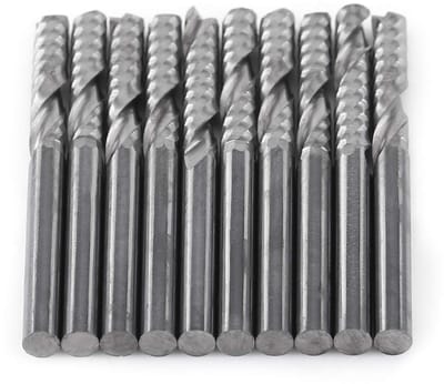 Dailygoods- Spiraalfrees 10 Stuks - CNC Frezen - 4mm Schacht - Enkele Fluit - Snijden Acryl/PVC/MDF - Tungsten Carbide