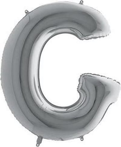 Folieballon letter G zilver (100cm)