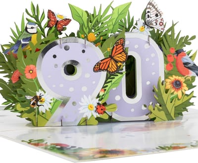 Luxe 3D Pop-up Verjaardagskaart 90 Jaar - Unieke Wenskaart voor Jubileum