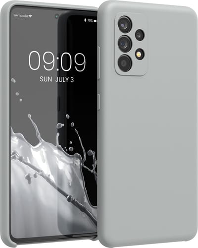 kwmobile telefoonhoesje geschikt voor Samsung Galaxy A52 / A52 5G / A52s 5G - Hoesje met siliconen coating - Smartphone case in mat lichtgrijs