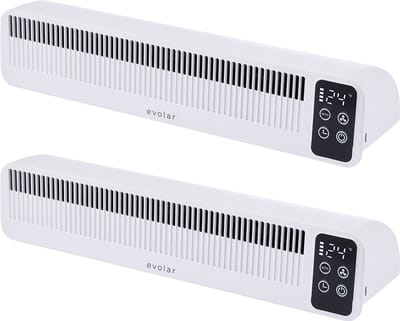 Evolar Radiator Ventilator Draadloos - 2 stuks - 3W - Wit - 5200 mAh accu - met timer en Slimme Modus - Kachelventilator - EVO-RFW03
