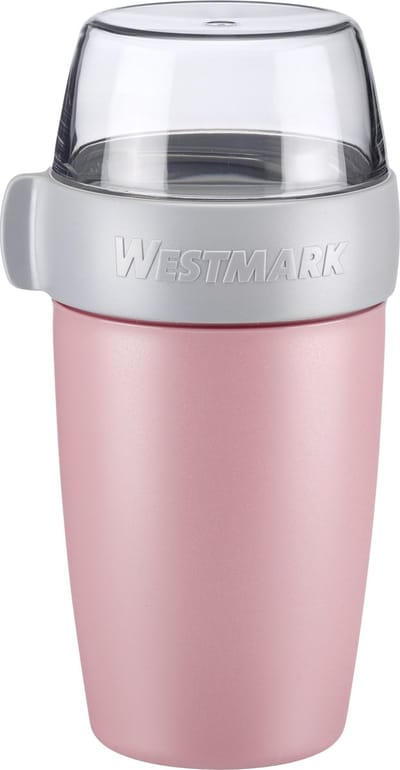 Westmark mueslibeker/lunchpot, met 2 lekvrije compartimenten: 200 ml + 500 ml, kunststof, natuurlijk BPA-vrij, roze/grijs/helder, 52852260