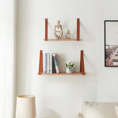 Wandplank Utsira set van 2 bruin en eikenkleurig [en.casa]