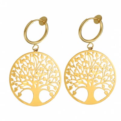 Klem oorbellen - goudkleurige - boom - geen gaatje- Charme Bijoux