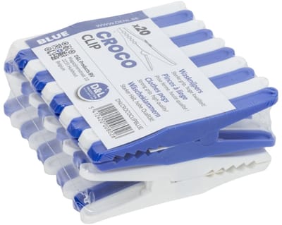 D&L Croco Wasklemmen | Wasknijpers - 20 Stuks - Blauw