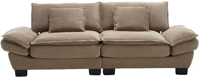 KOMHTOM Rechte tweezitsbank met een veerkrachtige matras en voldoende comfortabele kussens voor in de woonkamer/slaapkamer/werkkamer. Kaki