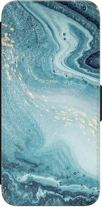 Leuke Telefoonhoesjes - Hoesje geschikt voor Samsung Galaxy A54 bookcase leer - Marmer blauw - Marmer blauw - Wallet Case met pasjeshouder - Marmer - Blauw
