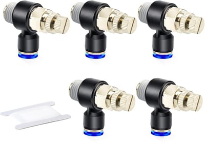 Dailygoods- Pneumatische Connector 5 Stuks - 8MM Buis OD - 1/4" BSP Mannetje - 90 Graden Elleboog - Push to Connect - Duurzaam Kunststof - Luchtconnector