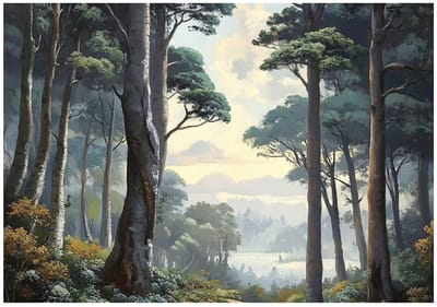 WALLARENA - Fotobehang - 150x105 cm - 3D bomen natuur landschap voor slaapkamer en woonkamer