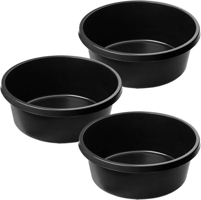 KADAX mortelbak, bouwemmer, mortelbak met handgrepen, mortelemmer van kunststof, ronde emmer voor bouwplaats, tuin, stabiele wateremmer, cementemmer, schoonmaakemmer (3, 14 liter)