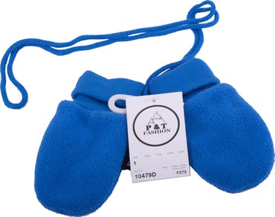 P&T Wanten Baby met Touwtje - Micro Fleece - Licht bic Blauw - 0-1j