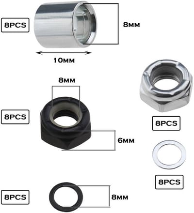 Onf3 - Skateboard Truck Rebuild Kit - Speed Washers - Zwart Zilver