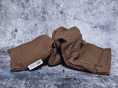 Warmezak! - XL - Pittenzak / coldpack - Wasbare hoes - Made in NL - 60x20cm - Bruin - Wafelstof - Pittenkussen met biologische tarwe - Warmtekussen voor in de magnetron