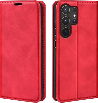 MobyDefend Hoesje - Geschikt voor Samsung Galaxy S25 Ultra - Luxe Wallet Bookcase (Magnetische Sluiting) - Rood