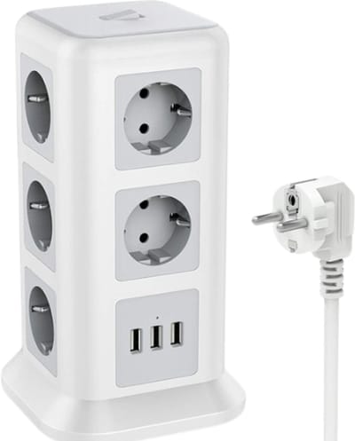 StayPowered Stekkerdoos - Ultieme Stekkerdoos met USB en Schakelaar - 11 Stopcontacten - 3 USB Aansluitingen - 2m Lange Snoer - Verschillende Veiligheidsfuncties - Compact Ontwerp - 2500W - Indicatorlamp - Wit - Levering Sneller dan Aangegeven!