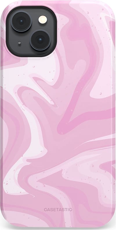 Casetastic hoesje geschikt voor Apple iPhone 14 Plus - MagSafe - Dubbellaagse bescherming - Zoet Roze Marmer - Fashion Case - Lichtroze Wit
