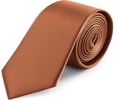 Cognackleurige Satijnen Stropdas van 8 cm