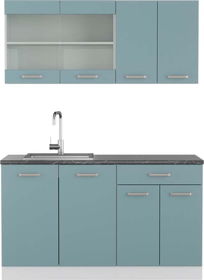 Vicco R-Line Eenpersoonskeuken – 140 cm, WB Antraciet Blauw-grijs/wit