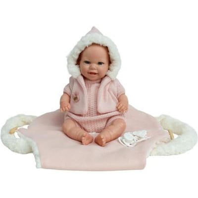Arias Reborn baby pop - Mabel roze 35cm in draagzak met fopspeen Speelpoppen