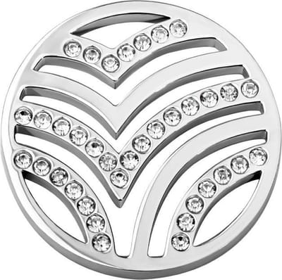Quiges - Munthouder Munt 33mm RVS met Zirkonia Golven Zilverkleurig - EPR093